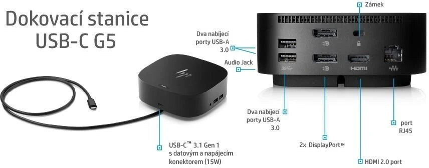 HP EliteBook 850 (G8) i7, 16GB/256GB, Windows 11  + HP USB-C G5 Dock - C | Záruka: 1 rok